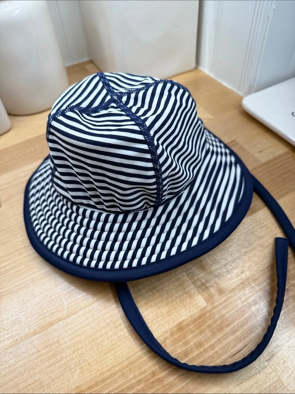 Hanna Anderson Baby Sun Hat - Navy Stripe / & Light Gray Bucket Hat Size XS